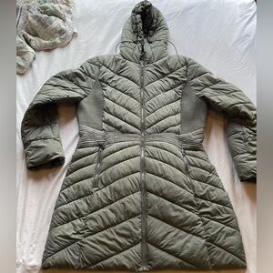 Bernardo Olive Quilted Hooded Puffer Coat